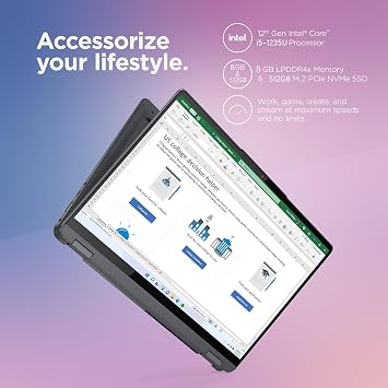 Lenovo Flex 5i 14 FHD Touchscreen 2-in-1 Laptop, Intel Core i5-1235U, 8GB Memory, 512GB PCIe SSD, Intel Iris Xe Graphics, 512GB SSD, Thunderbolt 4, Fingerprint, Webcam, Windows 11, w/Stylus