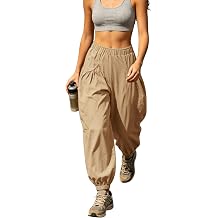 Himosyber Womens Baggy Harem Pants Casual Loose Elastic High Waist Lounge Sweatpants Comfy Joggers with Pockets