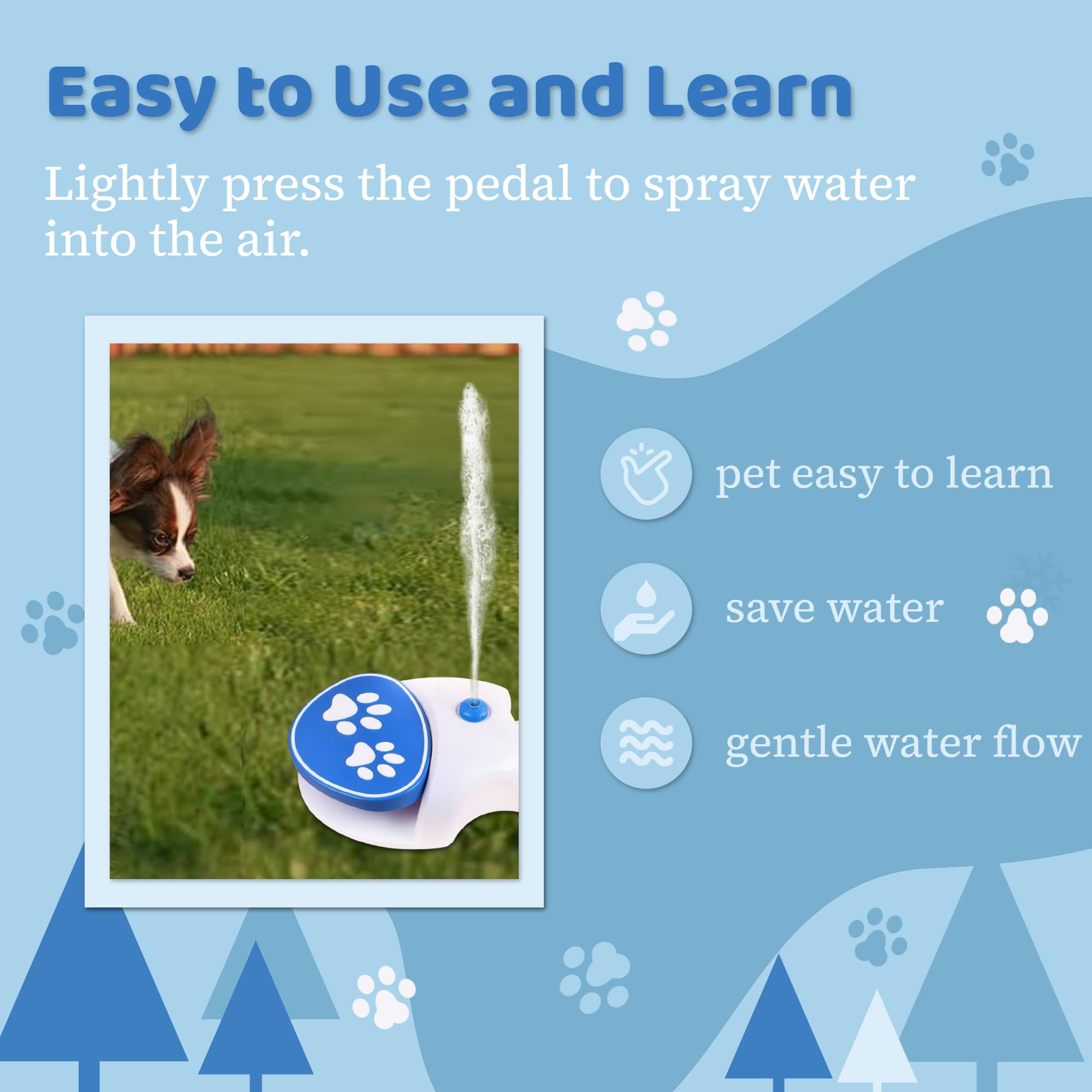 Gugxiom Fontana da esterno per animali domestici, fontana per cani con funzione di pedale, erogatore di acqua per cani, di erogazione dell'acqua per zampe per acqua fresca