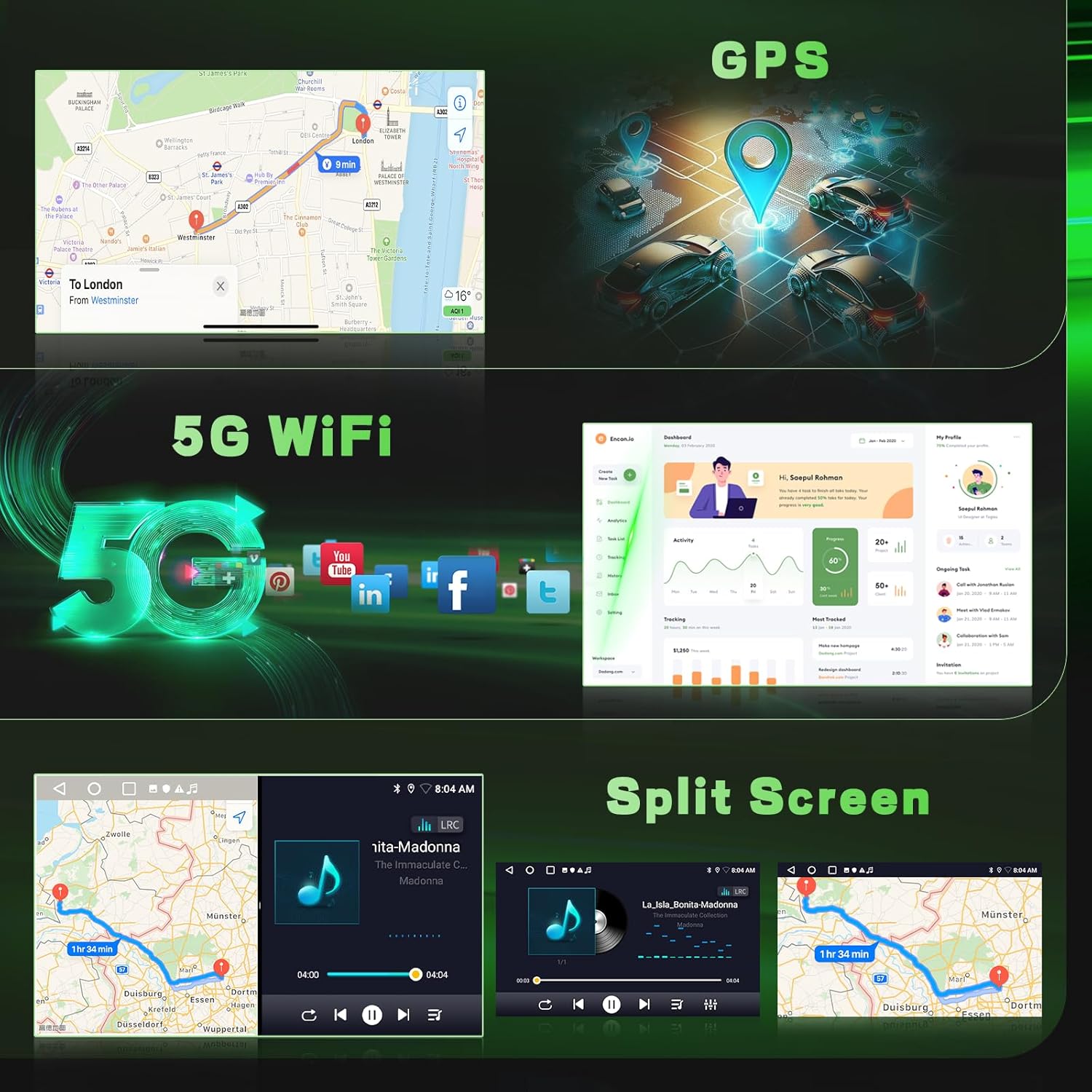 2+64GB Android 15 Car Radio for Honda Civic 2006-2011 Wireless Carplay Android Auto, 9" Touch Screen Car Stereo GPS Navi, WiFi, Bluetooth, Backup Camera, FM RDS Radio, EQ DSP, SWC