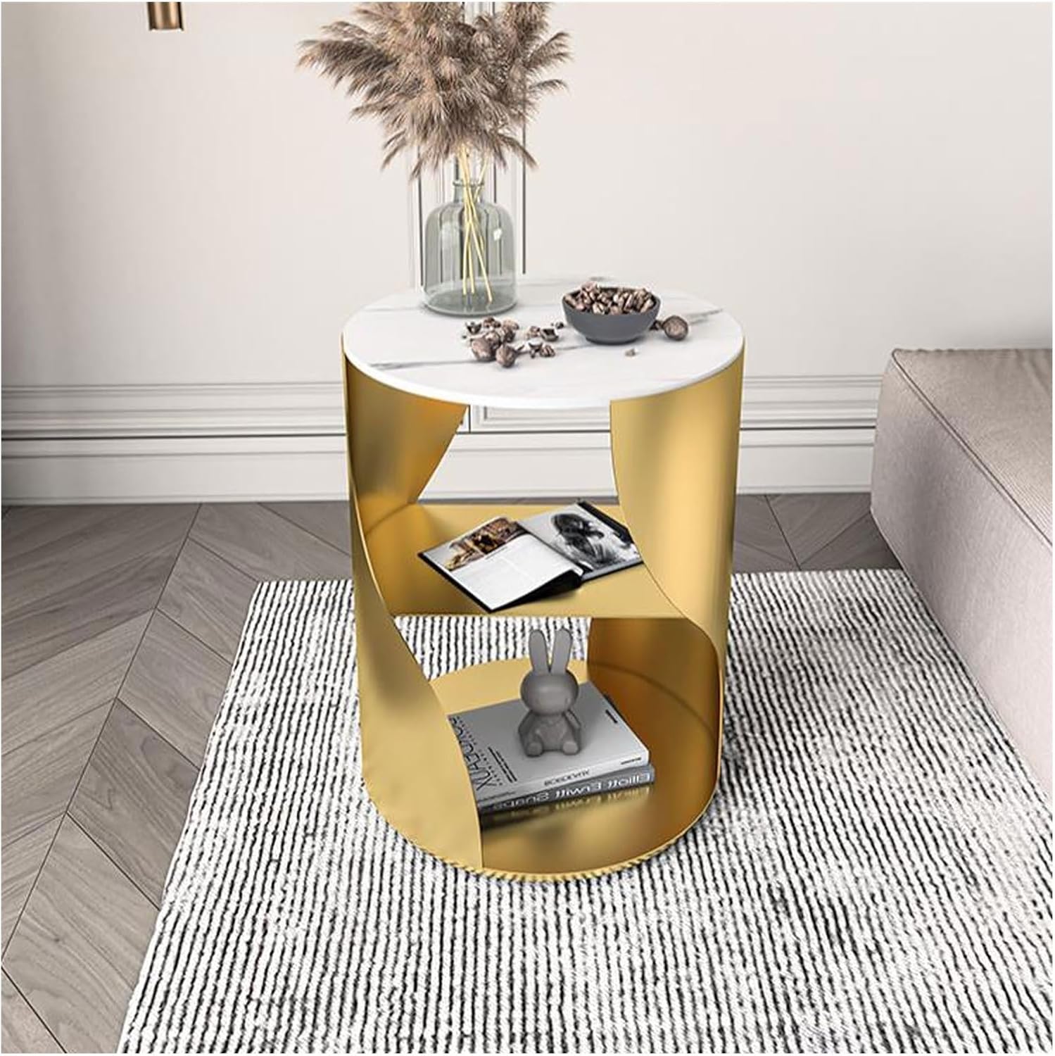 Amazon.com: Side Tables Living Room Metal End Table with Sintered Stone ...