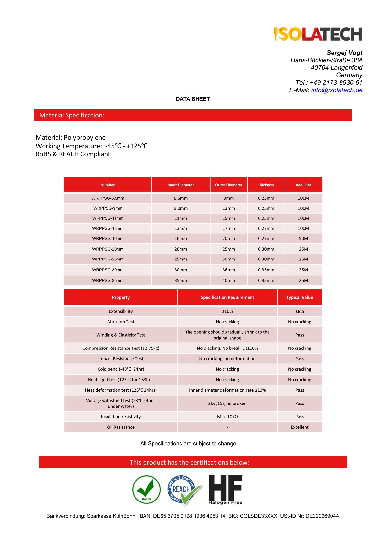 ISOLATECH tubo corrugato scanalato DI Ø6mm DE Ø9mm L 2m PP REACH Interno/esterno Temp-45C+125C Resistente al calore240h+150C RoHS Ø6mm2M