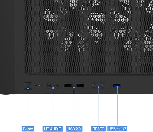Miniatura 35 de Montech - 6 unidades de malla X3, 3 ventiladores fijos de 140 mm y 3 ventiladores fijos de 120 mm con iluminación RGB, carcasa ATX de media torre