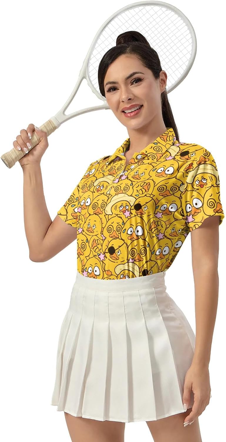 Womens Polo Shirts Hawaiian Golf Shirts Short Sleeve Moisture Wicking Quick Dry Athletic Sport Golf Outfit for Women