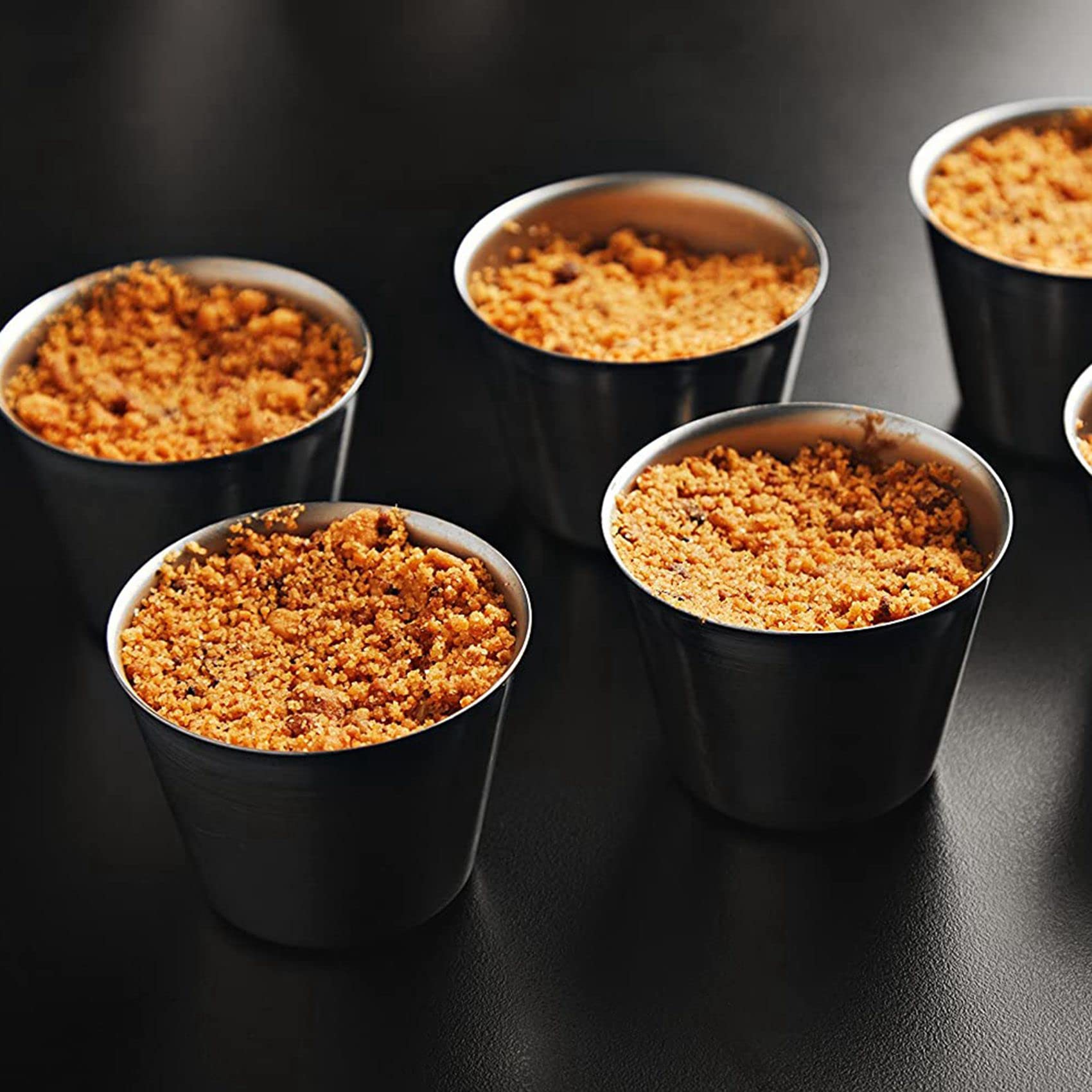 Lot de 48 tasses à sauce d'assaisonnement en acier inoxydable, tasses à sauce d'immersion commerciale, tasses d'assaisonnement Ramekin Tasses à portions