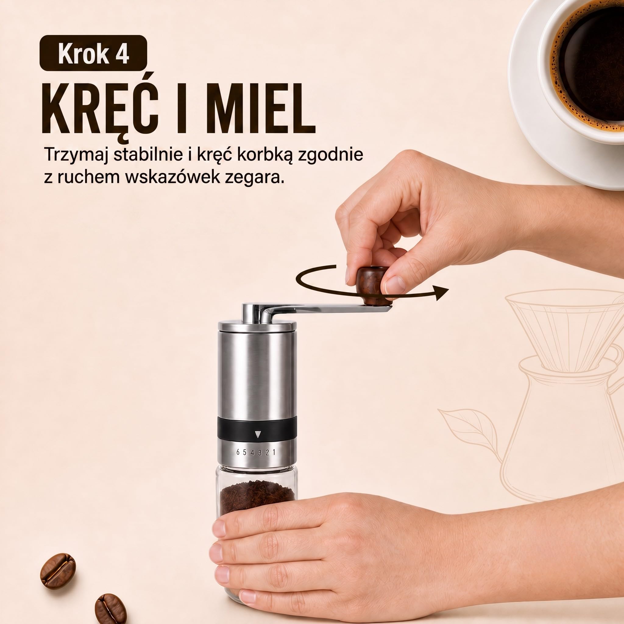 Ręczny młynek do kawy z 2 szklanymi pojemnikami, stal nierdzewna, ceramiczny mechanizm mielący do espresso, do kawy filtrowanej, francuskiej prasy na kemping (srebrny, z 2 pojemnikami)