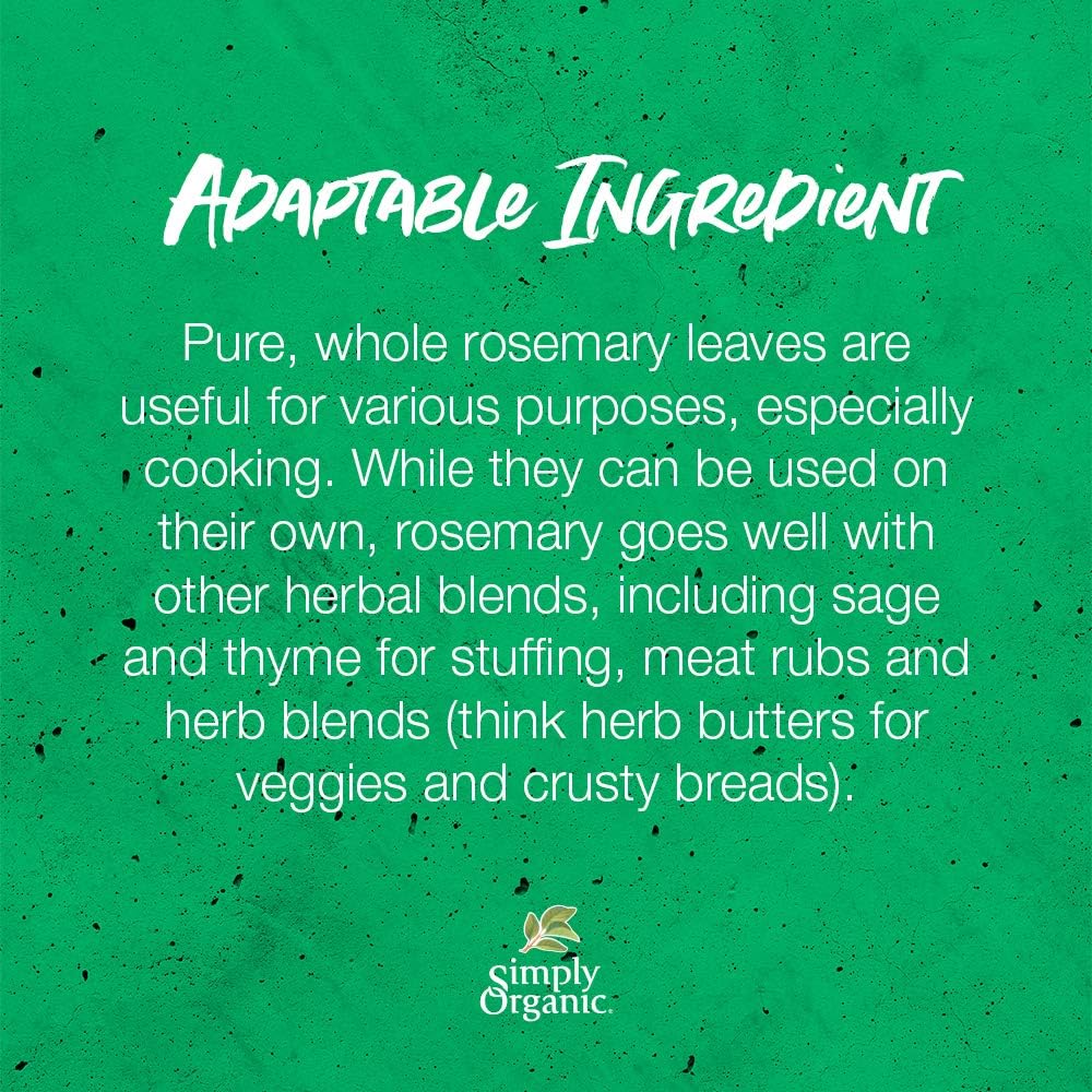 Simply Organic Whole Rosemary Leaf, Certified Organic | 1.23 oz | Pack of 6 | Rosmarinus officinalis L.