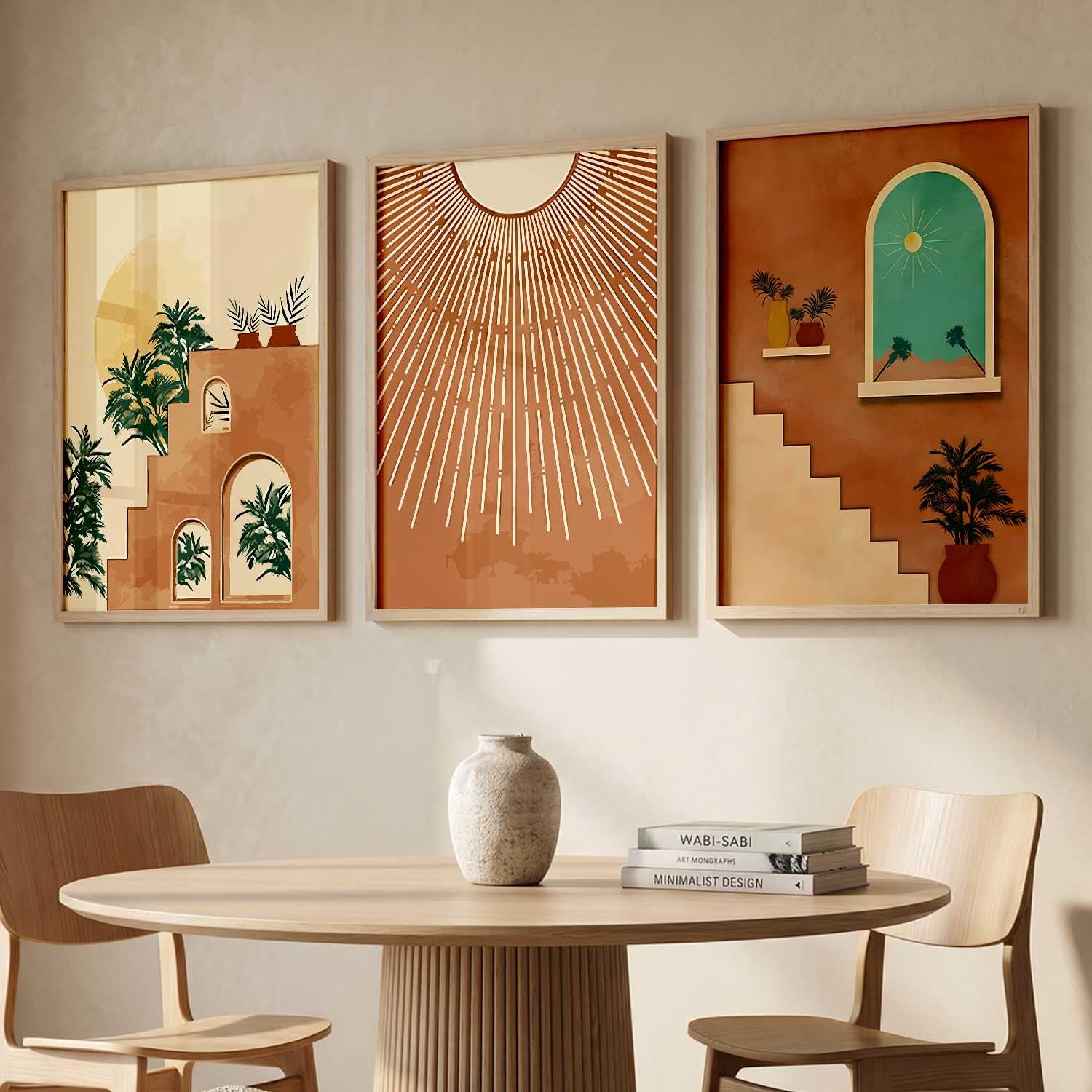 Bohemian Floral Wall Art Set - 3 Prints with Frame -18