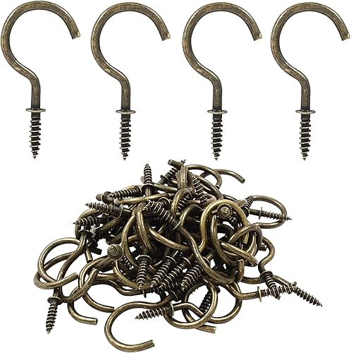 Vista 15 de 120 ganchos de tornillo de 1/2 pulgada, gancho de pared de techo de metal niquelado para colgar, color negro