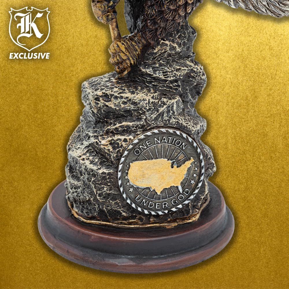 American Flag Eagle Statue | Sculpted Polyresin | Carefully Hand Painted | Rustic Home Decor | Dimensions 10 1/2"X 7"X 6 1/4"