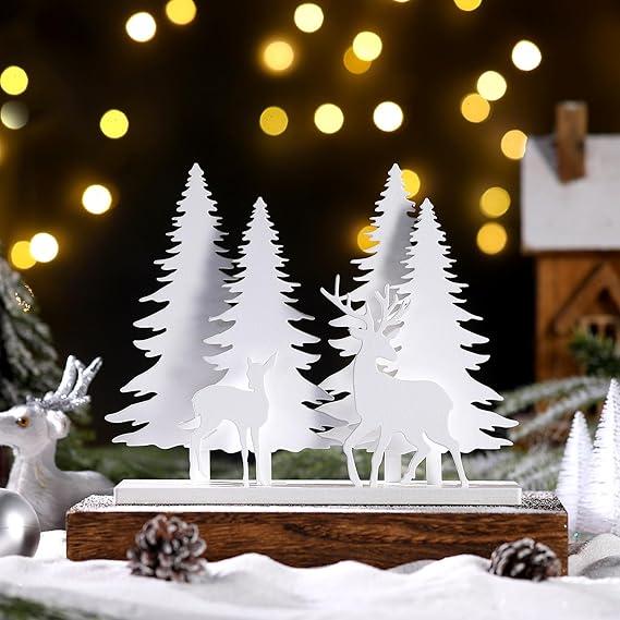 Wesiti 6 Pcs Reindeer Christmas Silhouette Decor Rustic