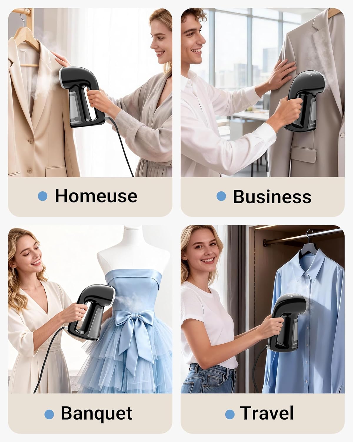 Bear Steamer for Clothes, 1500W Powerful Handheld Garment Steamer with 240ml Tank, 25s Fast Heat-Up Fabric Wrinkle Remover, Portable Travel Steam Iron for Home, Office & Travel (120V)