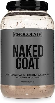 NAKED Goat Chocolate Protein Powder - Pasture Fed Goat Whey Protein Powder from Small-Herd Dairies - Only 3 Ingredients - GMO Free, Soy Free - All Natural - 23 Grams of Protein - 25 Servings