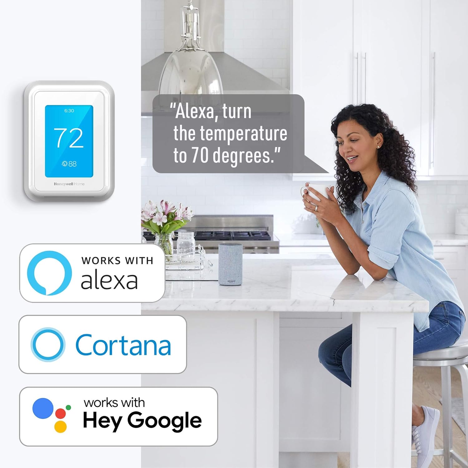 Honeywell Home T9 WiFi Smart Thermostat, Smart Room Sensor Ready, Touchscreen Display, Alexa and Google Assist (Renewed)