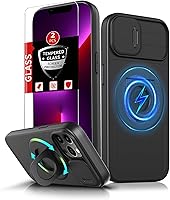 Vista 34 de Funda magnética para iPhone 11 Pro compatible con carga inalámbrica MagSafe, con 2 protectores de pantalla, anillo kickstand de 360° integrado +
