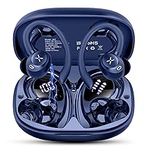 Cuffie Bluetooth Sport,Auricolari Bluetooth 5.4 Sport Con Stereo Hifi, 50 Ore Cuffie Wireless Con 4 ENC Cancellazione Rumore Mic, IP7 Impermeabile, USB-C, Cuffiette Bluetooth Con LED Display, Blu