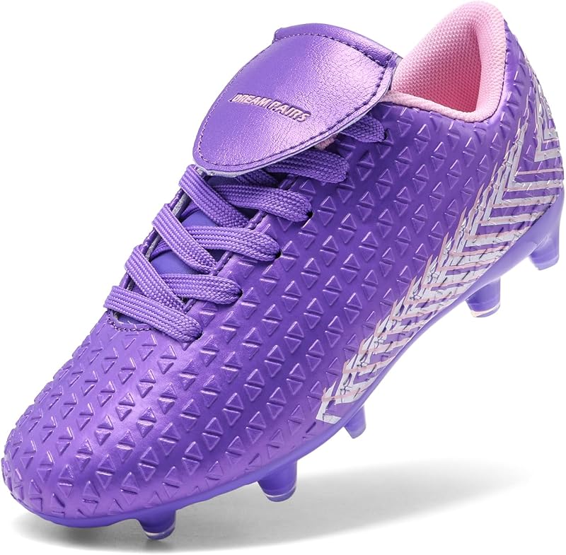 DREAM PAIRS Botas de fútbol para exteriores para niños | Zapatos de fútbol para exteriores para fútbol en terrenos firmes, deportes atléticos, prácticas y entrenamiento juvenil