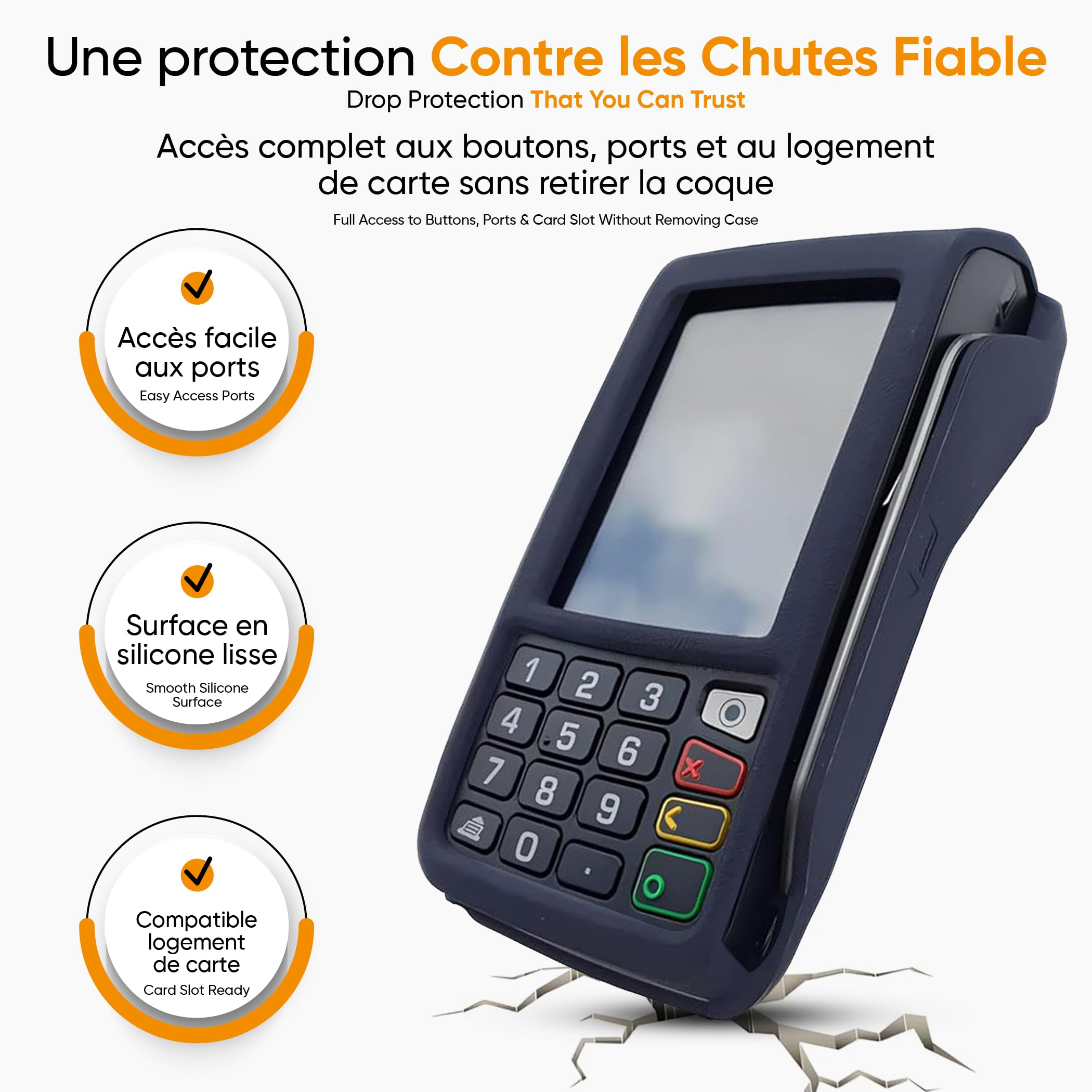 Custodia in silicone per Ingenico Move 5000 e 3500 – protezione antiurto e antiscivolo per POS portatile – copertura completa per terminale di pagamento