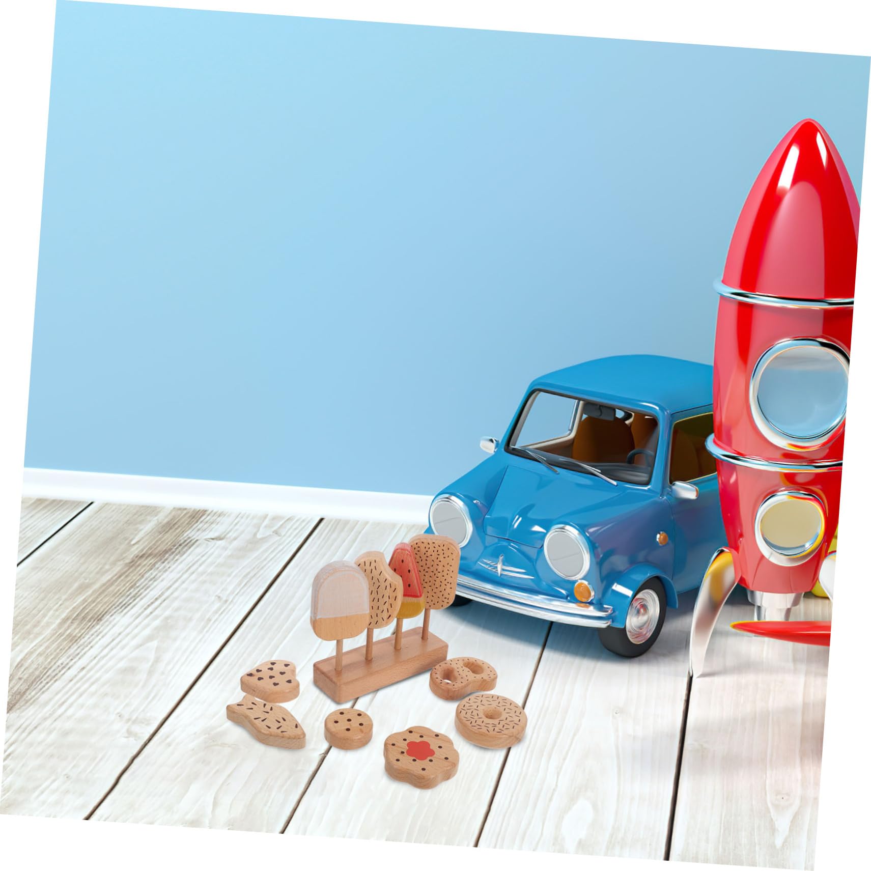 Hohopeti Gioco per Cucina Ragazzo Ragazza in Legno Gelato e Ciambelle Cibo Finto per Giochi di Ruolo Accessori da Cucina per Attività Educative