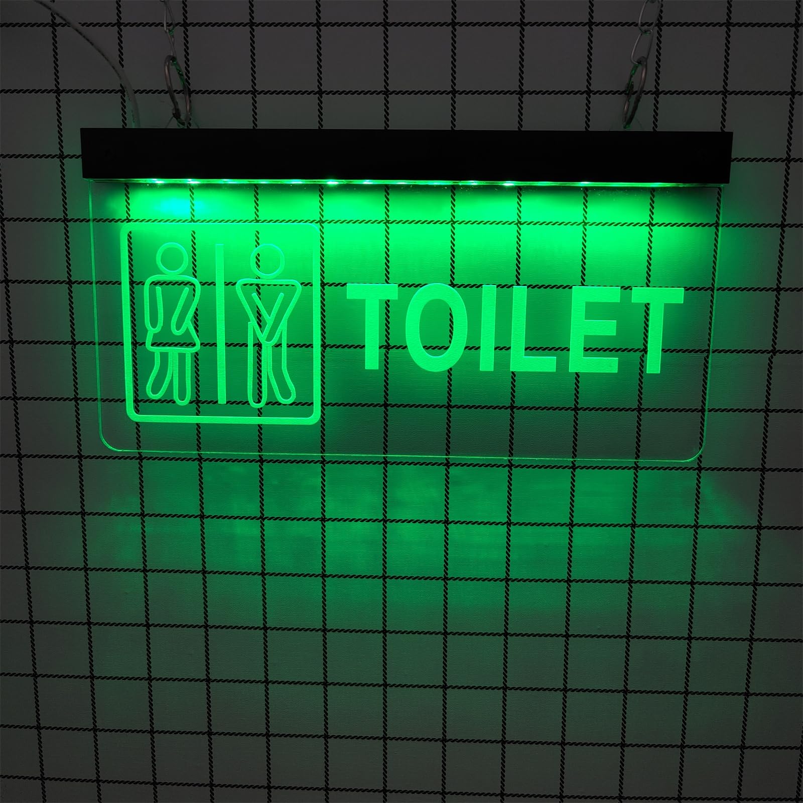 Keyqeen Green Toilet Neon Sign, Restrooms 3D Carving Acrylic Neon Lights For Washroomwall Decor Led Luminous Signs, 30X15cm,