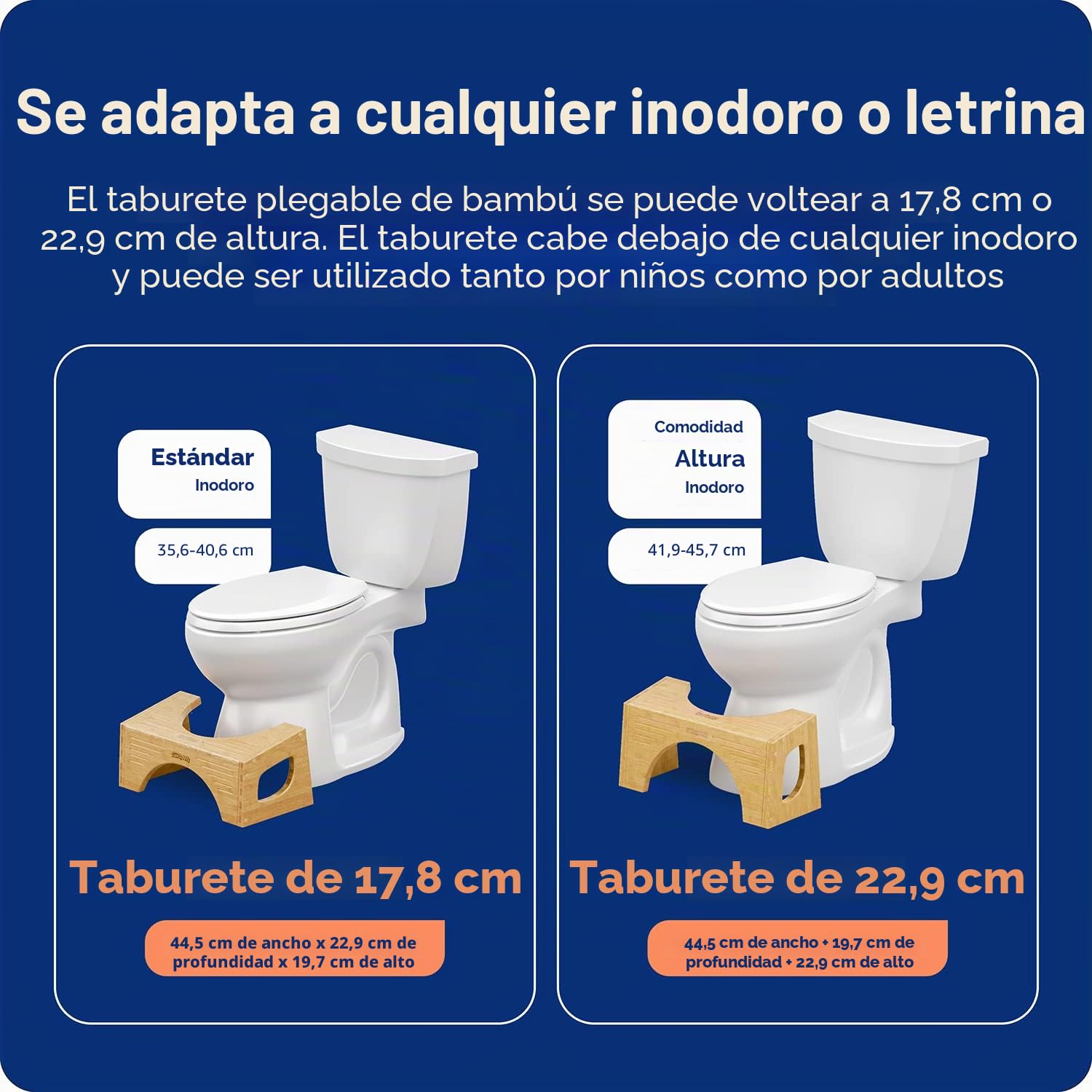 Squatty Potty Original Bamboo Flip - Taburete de inodoro para baño, altura ajustable de 7 y 9 pulgadas, color marrón