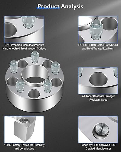 Miniatura 6 de ECCPP 4 espaciadores de rueda centrados de 5 lengüetas de 1.969 in de 5 x 4.5 a 5 x 4.5 2 pulgadas 0.197x4.500 in a 0.197x4.500 in 2.776 in 12"x20