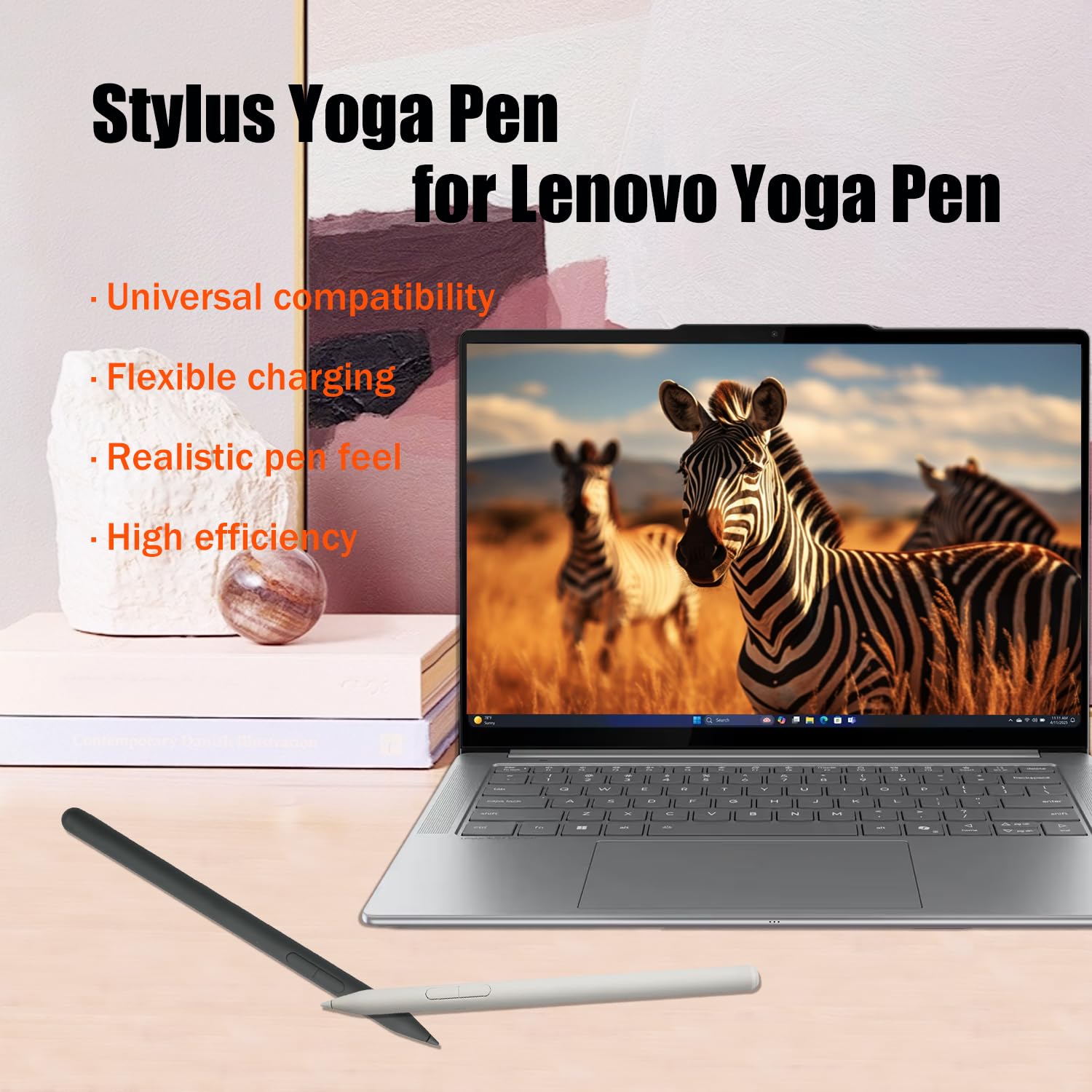 Stylet pour Lenovo Yoga Pen (4X81Q95846), WE05/US501/US502 compatible avec Yoga 6/7i/9i/Book 9i, ThinkPad, ThinkBook, IdeaPad Flex, Chromebook Duet 3/5, blanc