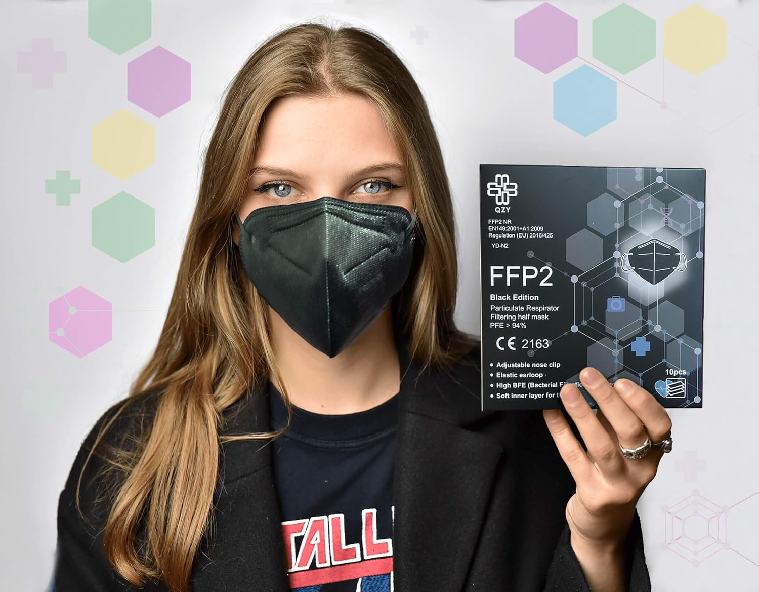 FFP2 Mask Black Edition Box Of 10 CE Certified Black FFP2 Face Masks