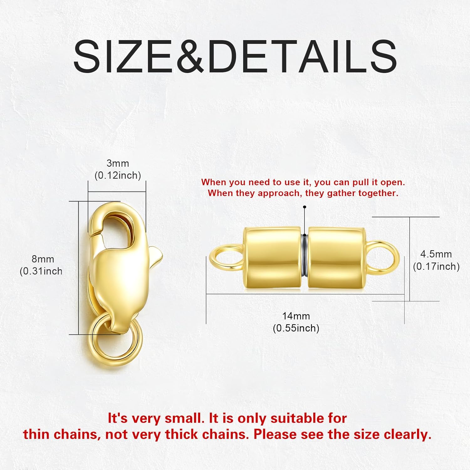 10K Real Gold Necklace Connector Extender Clasps for DIY Bracelet Jewelry Making, Lobster Clasp Extender Necklace Clasp Connector Bracelet Extension, Double Lobster Clasp 10K Gold(Style 7)