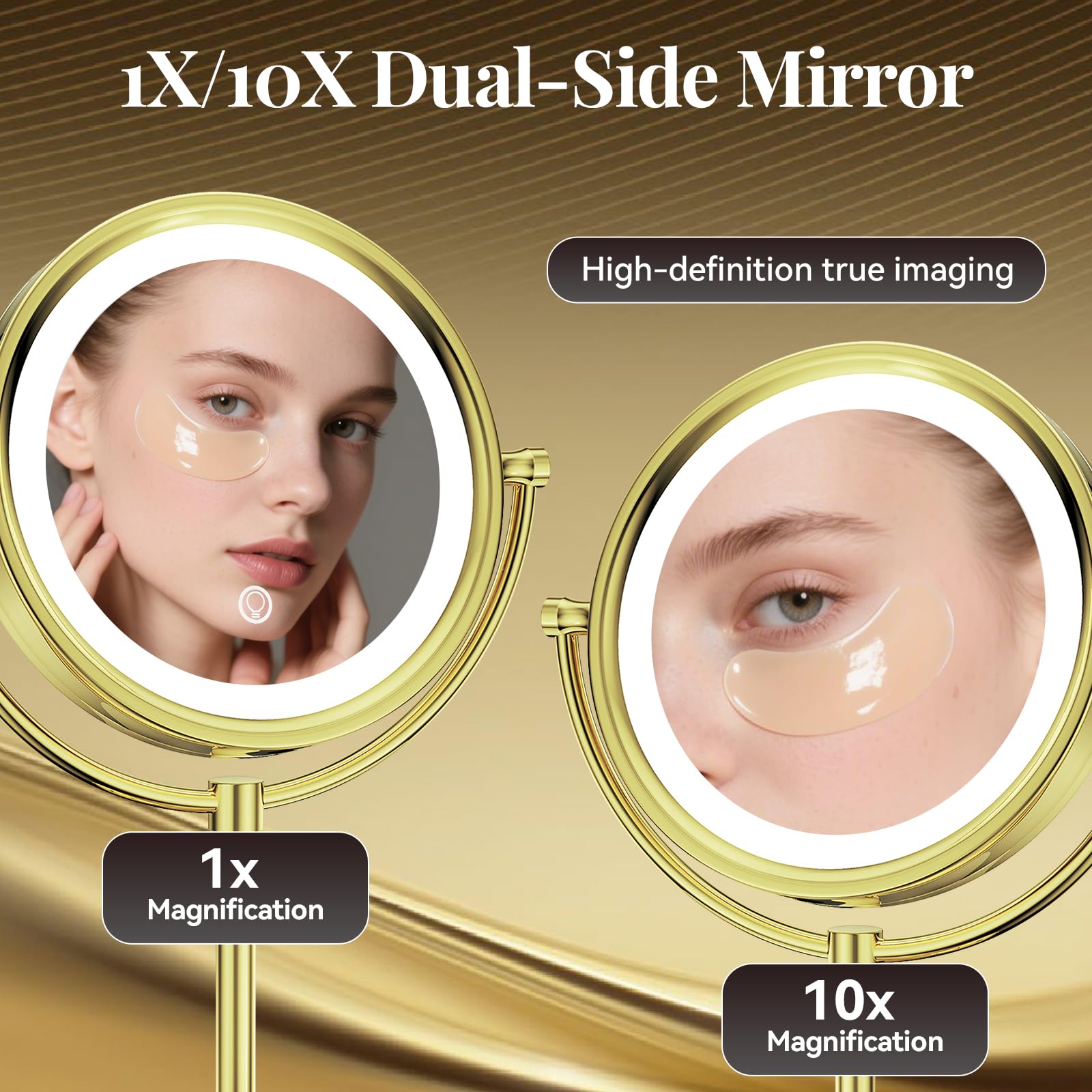 GURUN 8.5-Inch LED Tabletop Makeup Mirror, Dimmable Double-Sided