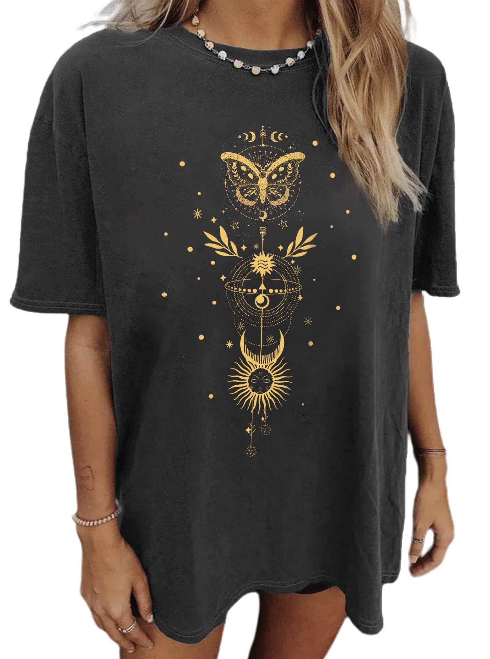 CSDAJIOWomen's Casual Short Sleeve Loose Shirt Oversized T-Shirt Trendy Going Out Crew Neck Summer Graphic Tees