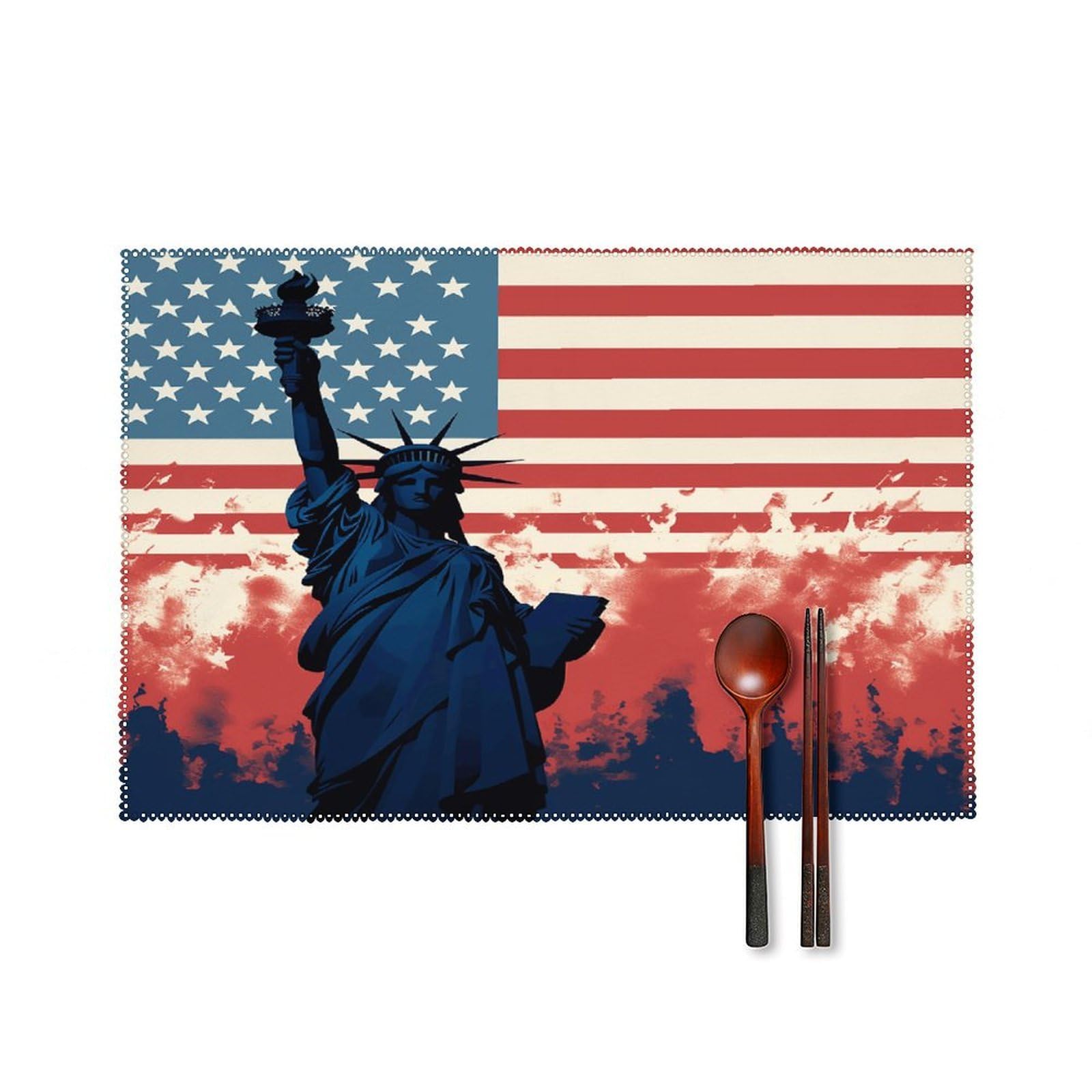 Fodpand Style Flag With Silhouette Placemats Set Of 4 Place Mats Table Mats