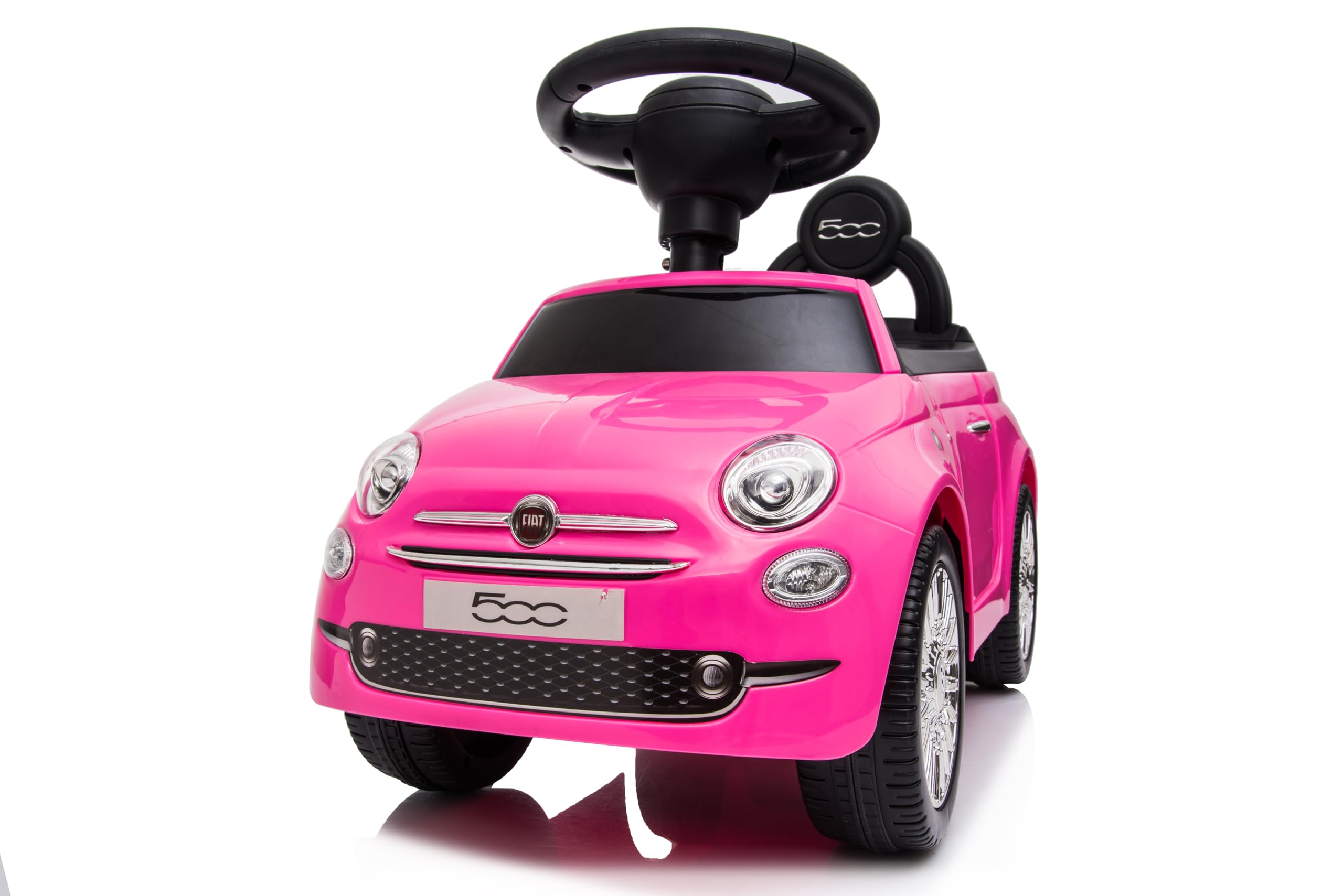TOYSCAR Auto a Spinta Macchinina Fiat 500 Primi Passi Cavalcabile Per Bambini da 12 a 36 Mesi Con suoni e Sistema Antiribaltamento Vano Portaoggetti e Schienale per Imparare a Camminare (Rosa)