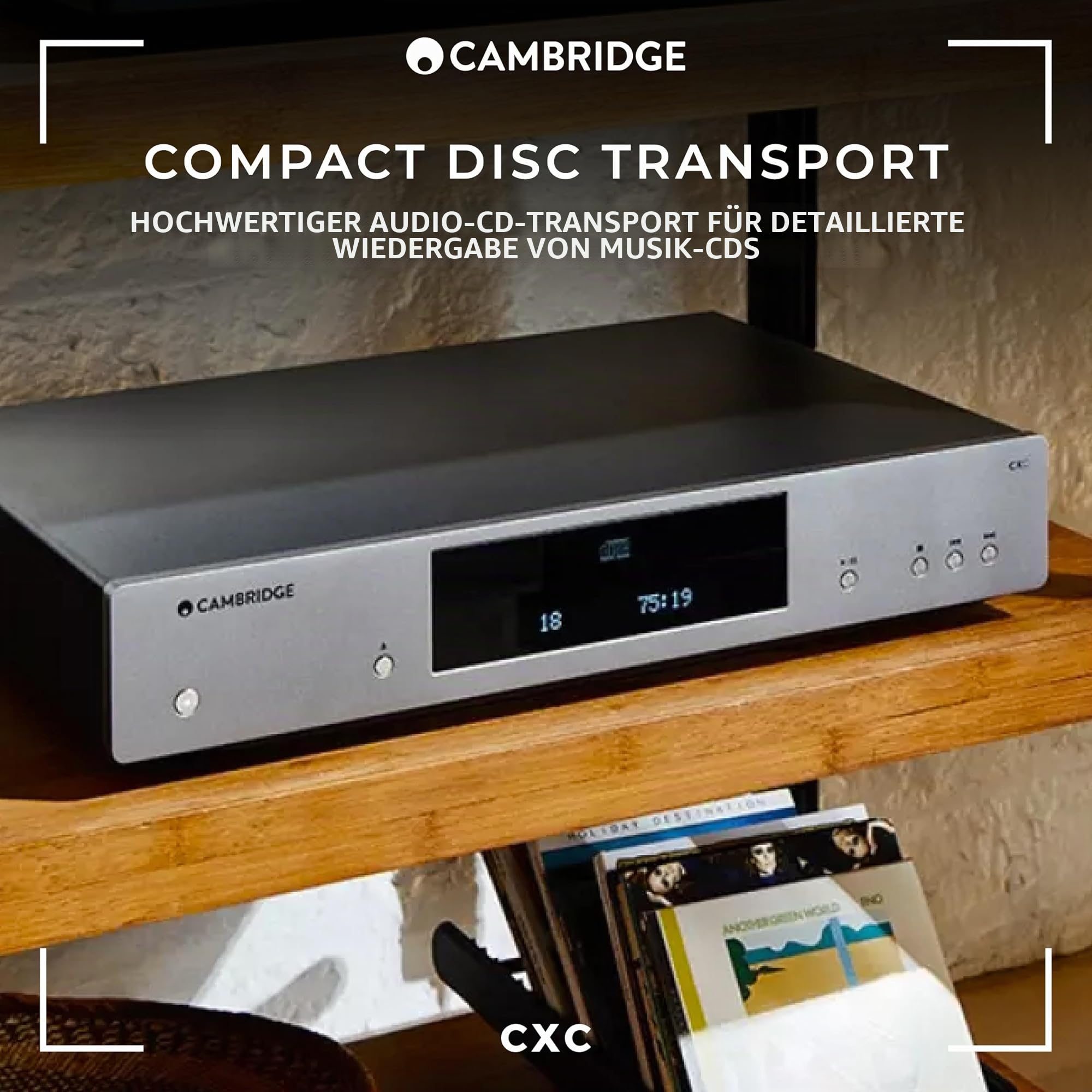 Cambridge Audio CXC - Separater CD-Transport für HiFi-Anlage mit lückenloser Wiedergabe und speziellem S3-Servo in einem akustisch gedämpften Metallgehäuse - Lunar Grey