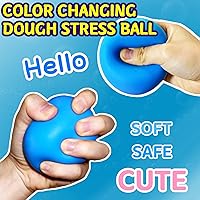 Vista 2 de Stretchy Dough Ball Squeeze Fidget Toy (1 Pack) Squishy Stress Balls for Kids and Adults, Funny and Soft Change Color Squeeze Ball, Squish Ball