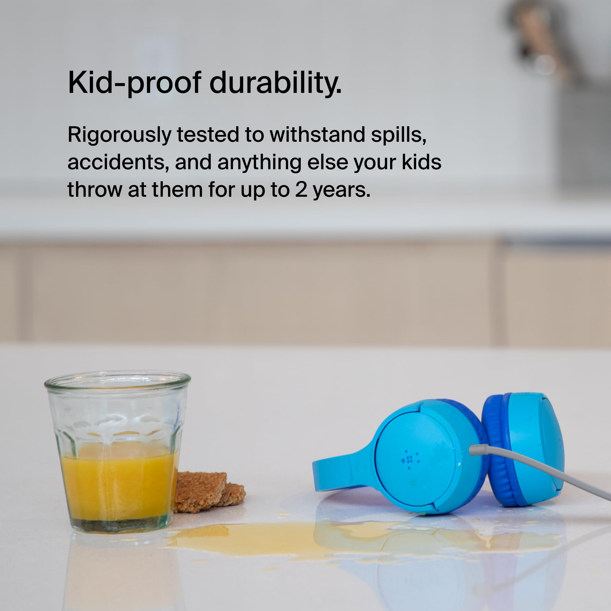 Belkin SoundForm Mini przewodowe słuchawki nauszne dla dzieci, słuchawki dla dzieci z mikrofonem liniowym do nauki zdalnej, szkoły, podróży, grania, do urządzeń zgodnych z gniazdem 3,5 mm niebieskie