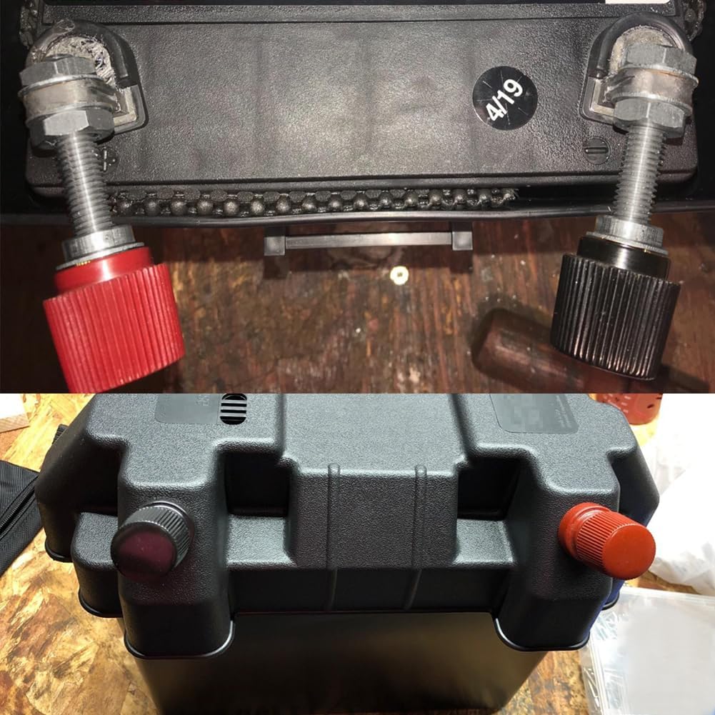 Ampper M8 Remote Battery Terminals, 5/16" 200A 12V Battery Jump Post Remote Terminal Jumper Post for Battery Terminal Relocation (Red and Black)