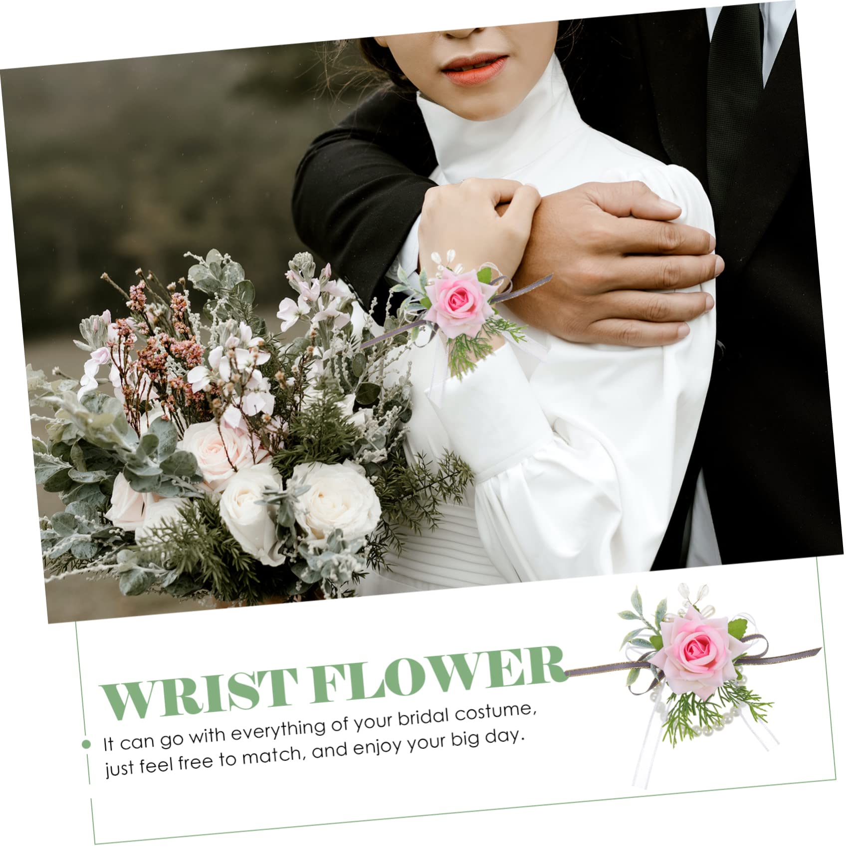 Fiore del Polso Decorazioni per Matrimoni Cestino Ghirlanda mazzolino Kit Ragazza Spillo decori del Braccialetto della Sposa Fiori da Polso da Damigella d'Onore plastica Rosa