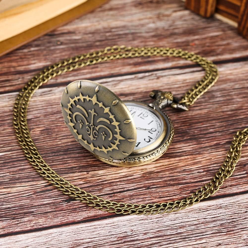 ヴィンテージクォーツ懐中時計男性用ブロンズ時計女性用合金ペンダント