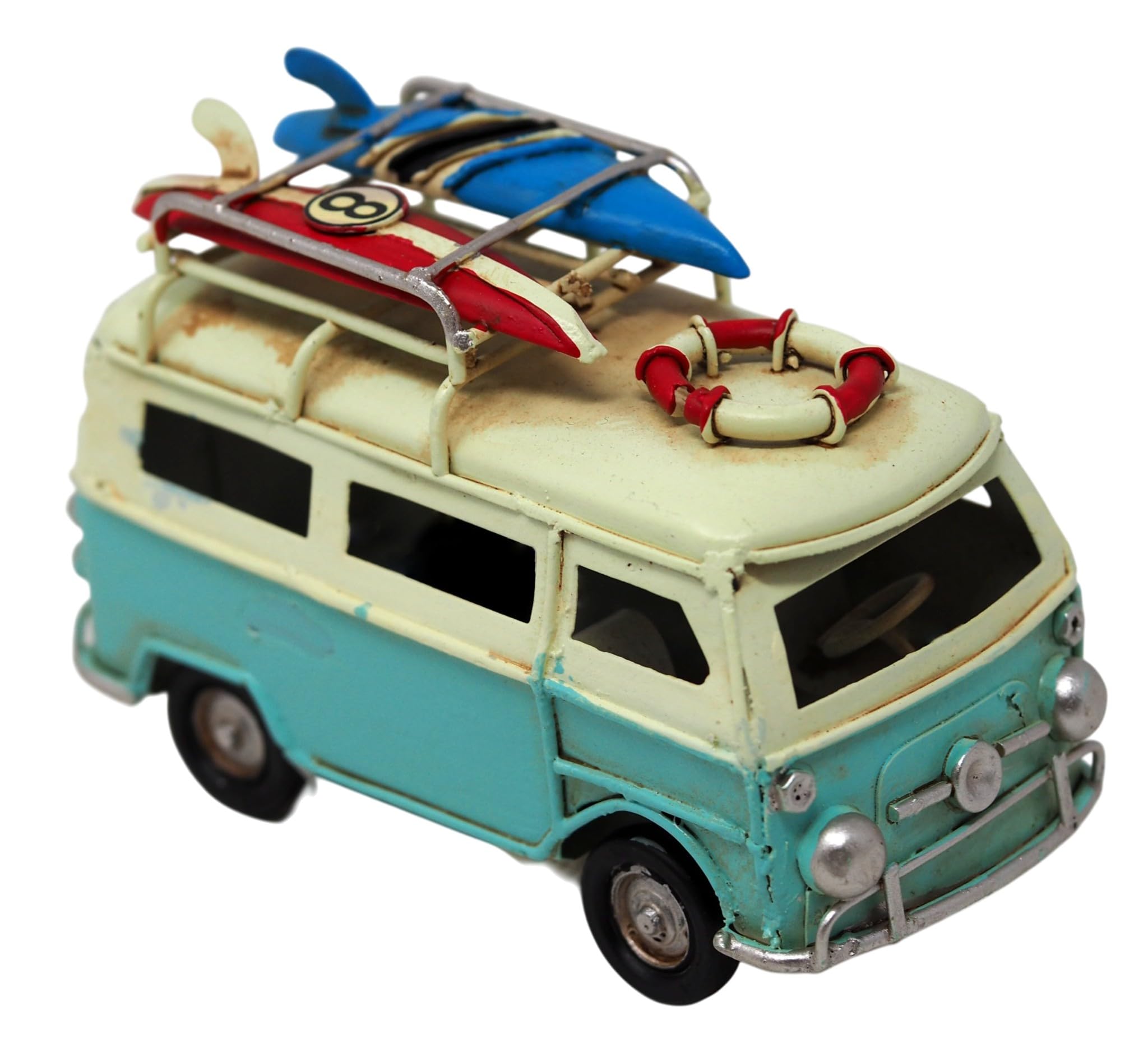 Sil Interiors Turquoise Vintage Style Camper Van Ornament With Surfboards 11Cm