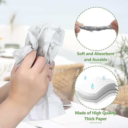 Miniatura 4 de Zonon 200 toallas de mano de papel para baño, toallas de invitados de mármol desechables, servilletas decorativas de papel para invitados,