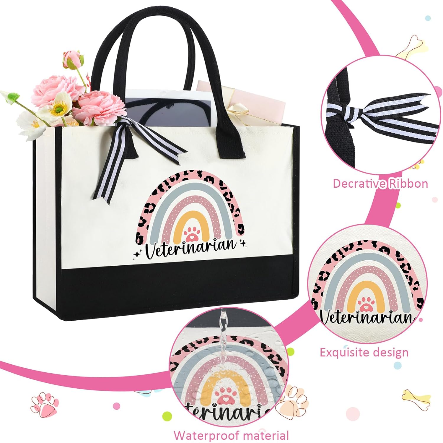 Geiserailie 8 Pcs Vet Tech Gifts for Women Including Large Veterinarian Tote Bag Cosmetic Bags Tumbler Cup Plush Socks Metal Keychain Card and Envelope for Veterinary Graduate Thank You Gift - Image 3