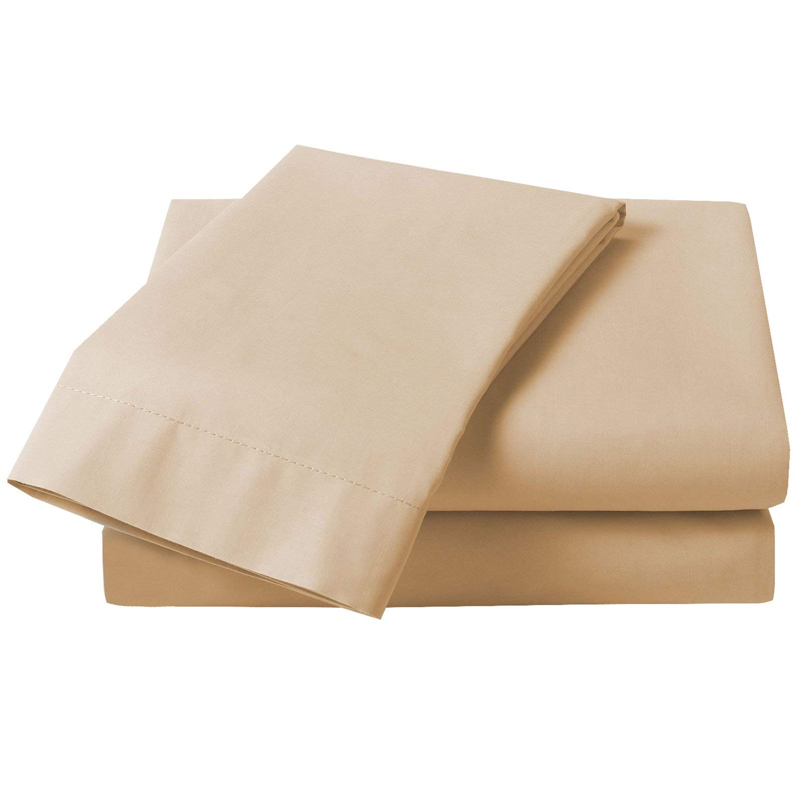 Just Contempo Plain Percale Fitted Sheet, King, Oatmeal