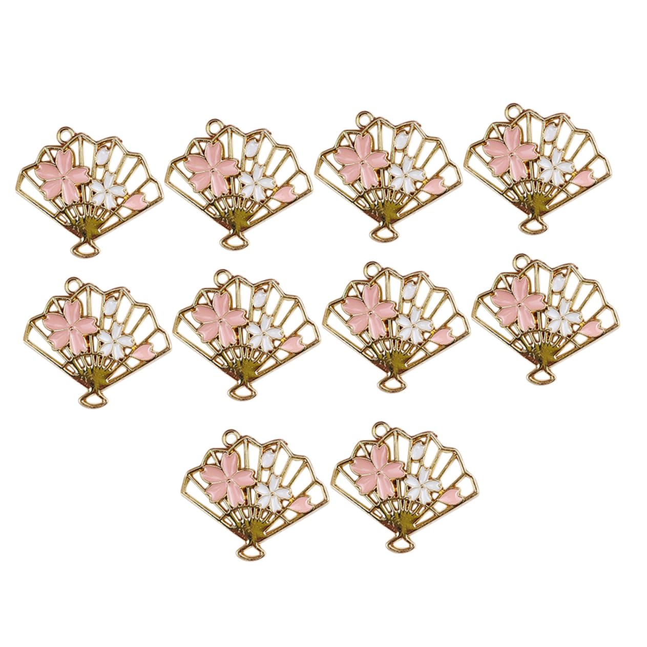 Milisten10 Pcs hollow cherry blossom fan necklace locket bracelet fan charm chinese fan charm DIY jewelry charm labret jewelry cherry necklace Delicate Jewelry Charms key chain alloy Metal