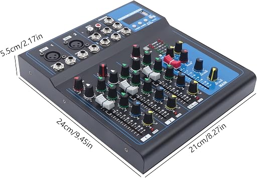 Channel bluetooth Mixer Studio Audio Sound USB Compact Mixer Mixing Console for Professional and Beginners (4 Channel)