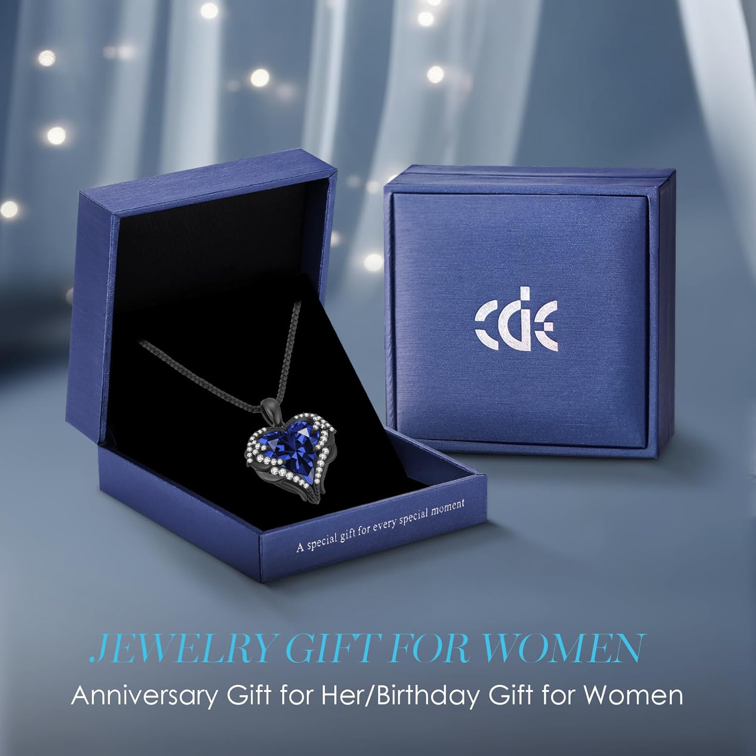 CDE Valentines Day Gifts for Women Angel Wings Necklace for Women with Birthstone, Love Heart Silver Tone/Gold Tone Pendant, Ideal Anniversary or Birthday Jewelry Gifts for Wife Girlfriend Her - Image 6