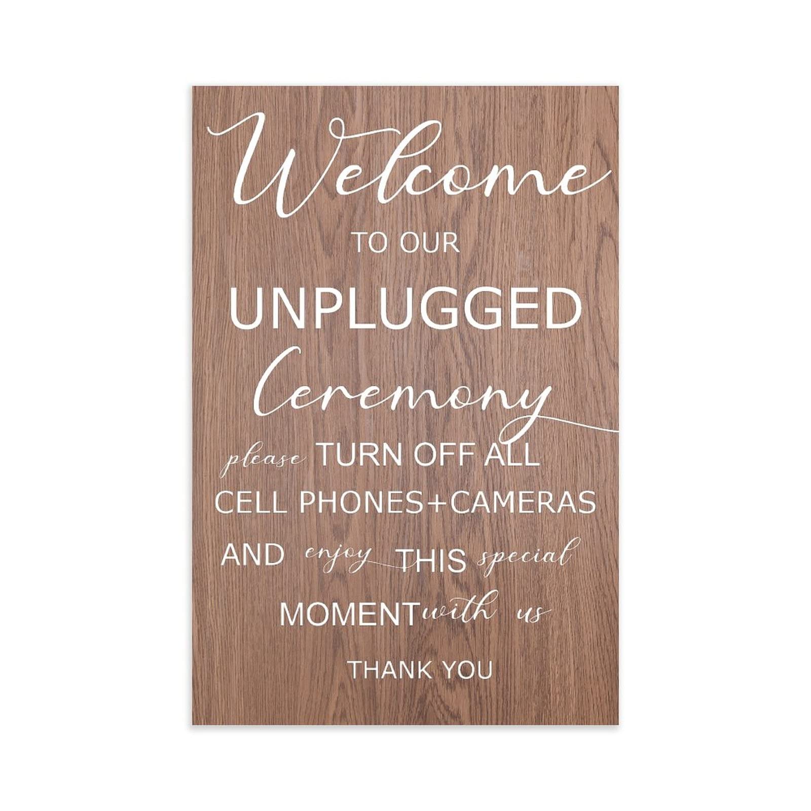 Unplugged Hochzeitsschild – Zeremonieschild – vertikales Hochzeitsschild aus Holz – rustikale Hochzeitsdekoration 76,2 x 50,8 cm