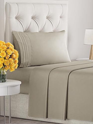 Vista 1205 de Juego de sábanas de 4 piezas tamaño king, extrasuaves, transpirables y refrescantes con esquinas profundas, sábanas de fácil ajuste y sin arrugas
