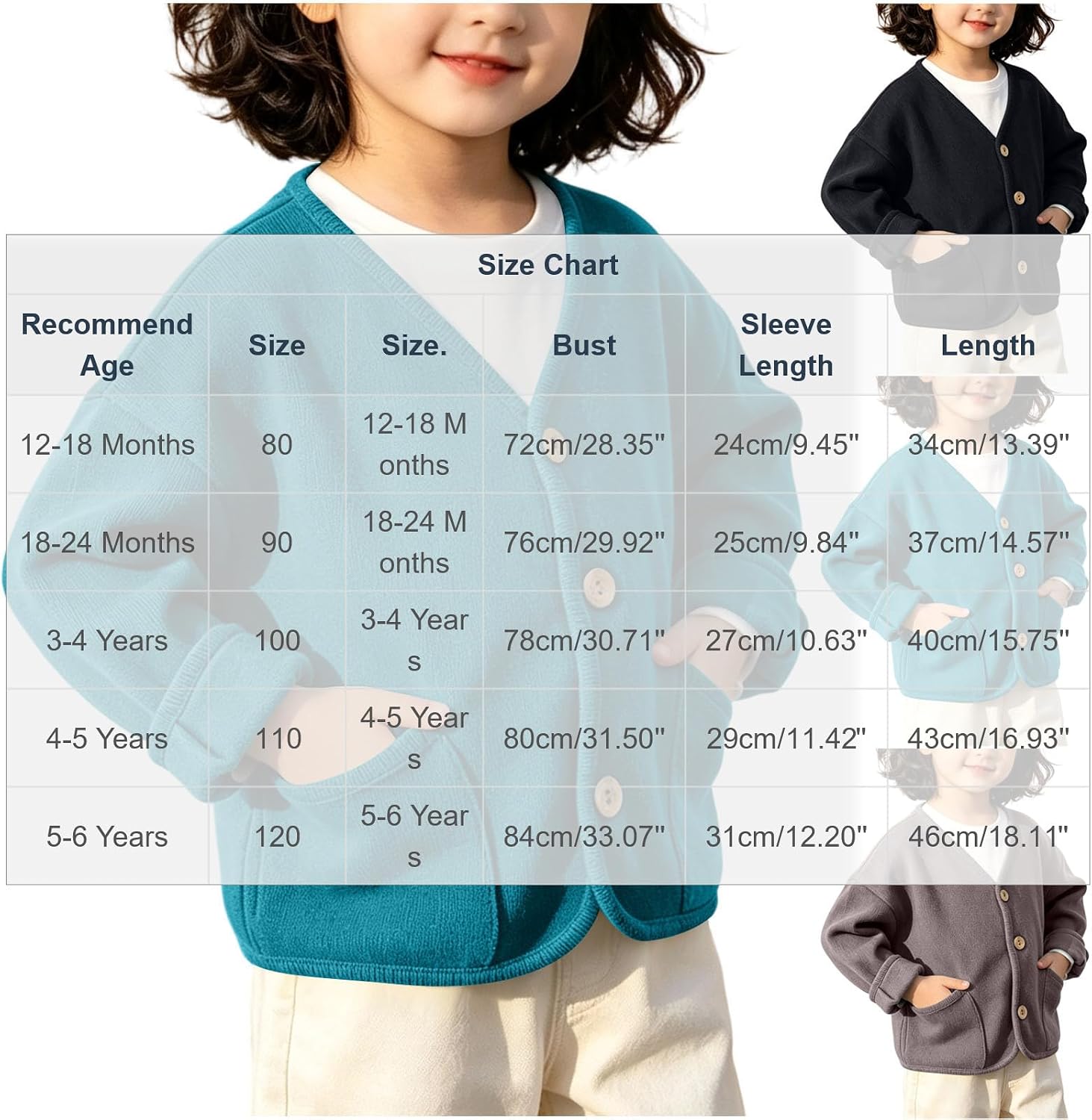 Girls Cardigan with Button Loose Long Sleeve Shrug Sweaters