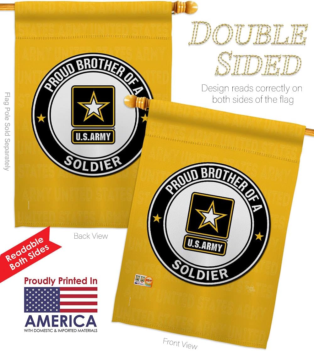 Army Proud Brother Soldier House Flag Armed Forces Rangers United State American Military Veteran Retire Official Small Decorative Gift Yard Banner Double-Sided Made In USA 28 X 40